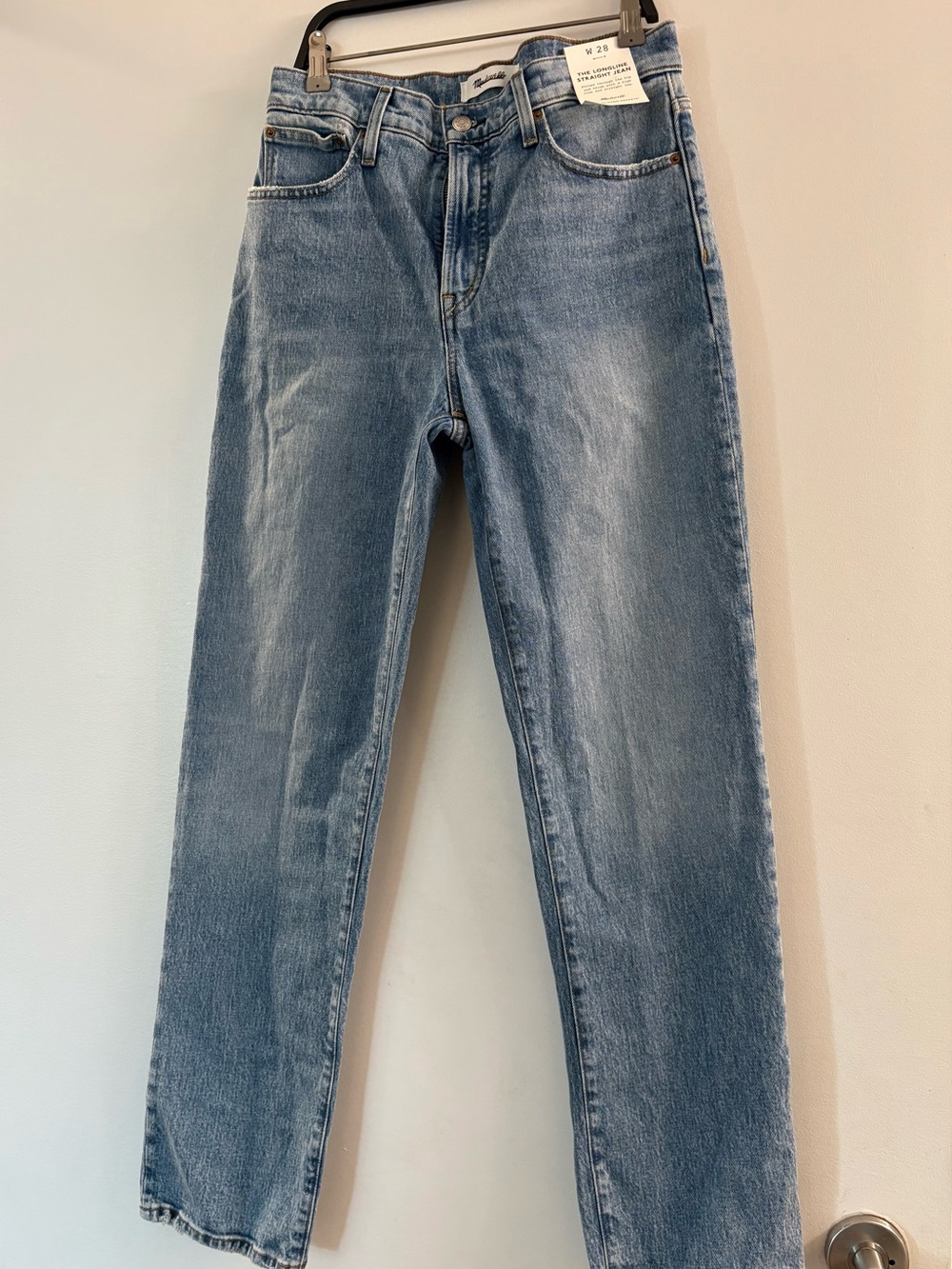 Madewell Light Blue Wash Longline Straight Jeans Sz 28 NWT